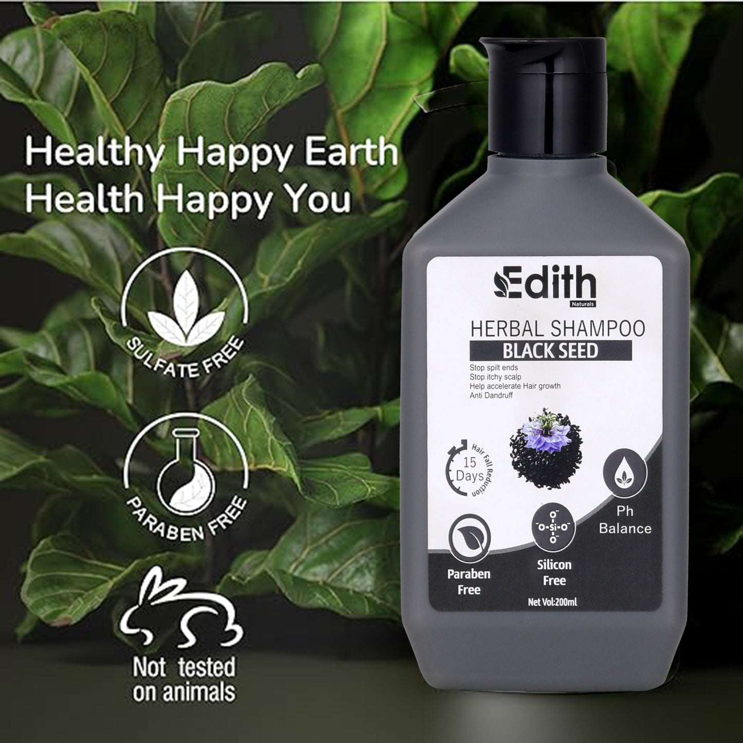 Edith Naturals Anti Hair fall Herbal Shampoo For Control Dandruff , Stop Spilt ends , Stop itchy scalp For Smooth & Shiny Hair For Men & Women (200 ml)