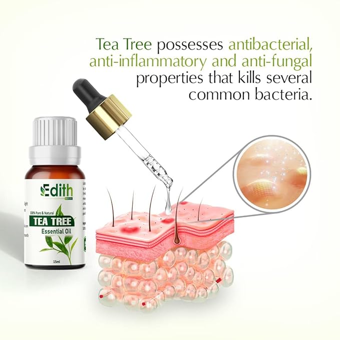Tea Tree Essential Oil for Skin, Hair, Face, Acne, Dandruff |Fuller Hair & Healthy Toenails(15 ml)