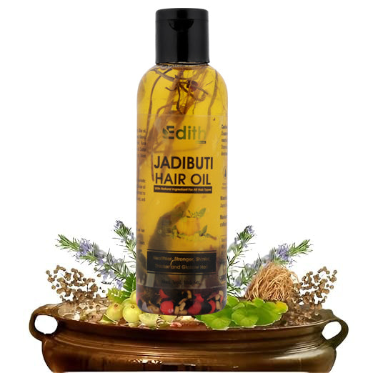 Edith Natirals Ayurvedic Jadibuti Hair Oil For Natural Hair Growth, Hair Fall Control & Removes Dandruff With Amla, Brahmi And Rosemary Hairoil for Thick and Strong Hair 100ml (Pack of 1)
