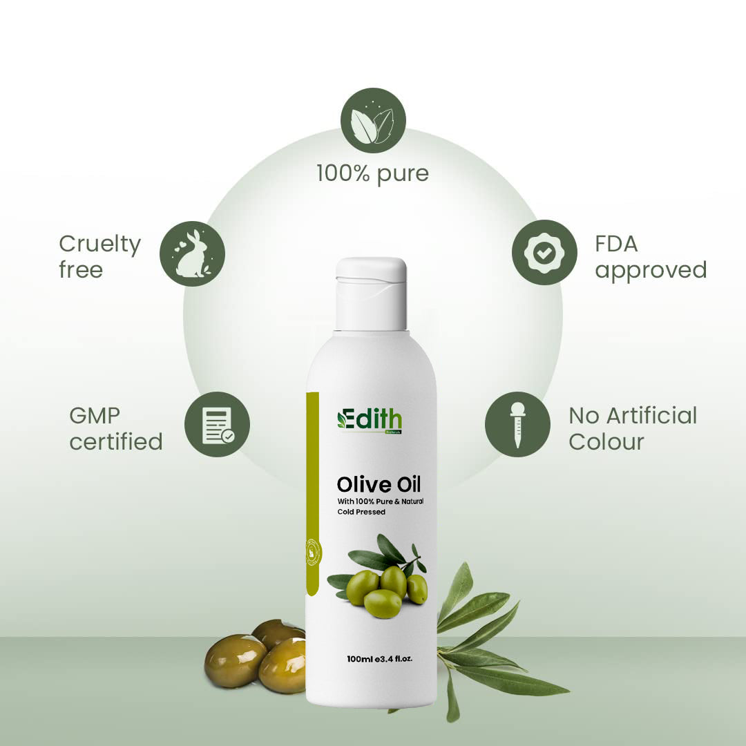 Edith Naturals Organic Olive Sesame Almond Hair Oil - Nourish, Strengthen, and Restore Shine for Skin & Hair-100 ml