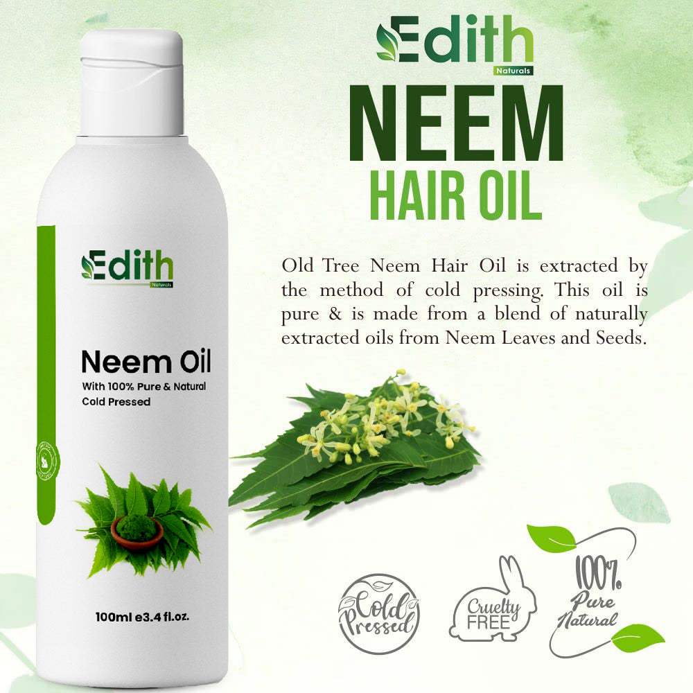 Edith Naturals Organic Olive Castor Neem Hair Oil - Revitalize, Strengthen, and Nourish Skin & Hair-100ml