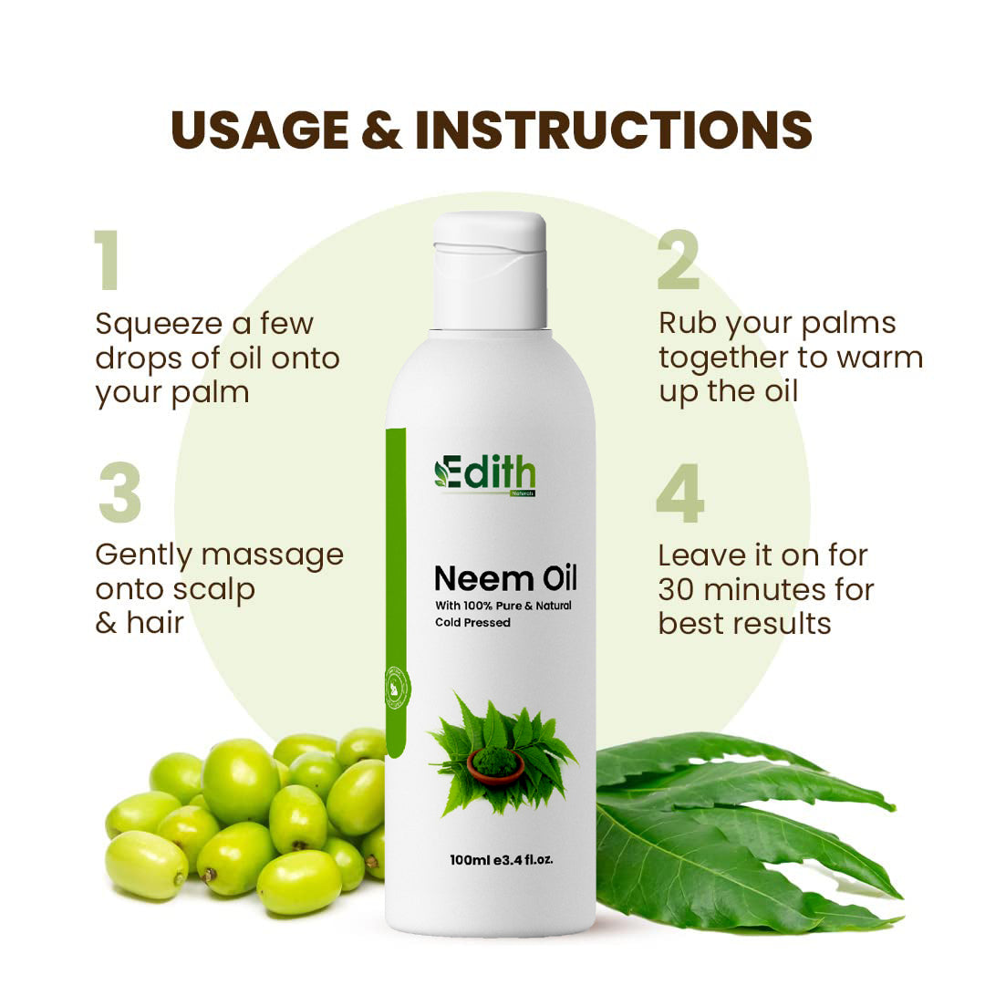 Edith Naturals Organic Olive Castor Neem Hair Oil - Revitalize, Strengthen, and Nourish Skin & Hair-100ml