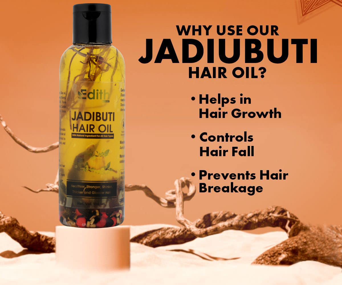 Edith Natirals Ayurvedic Jadibuti Hair Oil For Natural Hair Growth, Hair Fall Control & Removes Dandruff With Amla, Brahmi And Rosemary Hairoil for Thick and Strong Hair 100ml (Pack of 1)