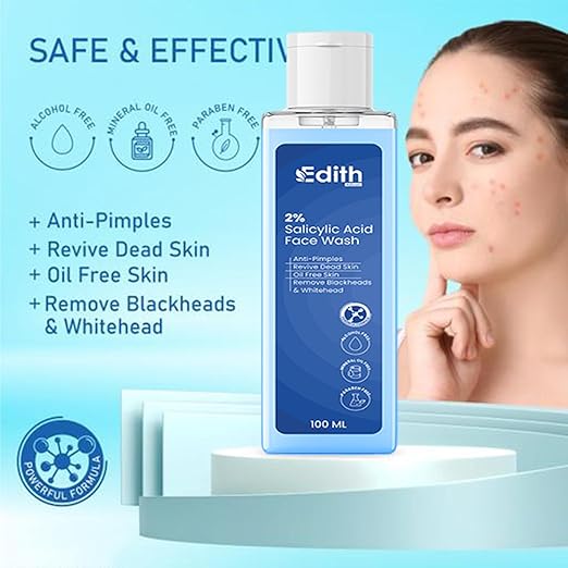 Edith 15% Vitamin C Face Serum with Tri-Collagen, 30ml and 2% Salicylic Acid Gel Face Wash With Salicylic Acid & Witch Hazel For Active Acne - 100 Ml Combo Pack