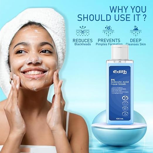 Edith 15% Vitamin C Face Serum with Tri-Collagen, 30ml and 2% Salicylic Acid Gel Face Wash With Salicylic Acid & Witch Hazel For Active Acne - 100 Ml Combo Pack