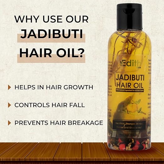 Edith Jadibuti Hair Oil 100 ml and Black Seed Herbal Shampoo 200 ml -Shampoo & Hair Oil Combo Set | For Hair Fall Control | Hair Care Kit For Women & Men I Botanical Extracts, Sulphate-free, Paraben-free, and Free from Mineral Oils