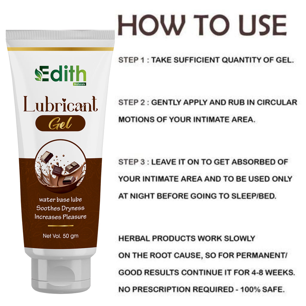 Edith Naturals Lubricant Gel, Chocolate Flavoured for Men & Women | Skin Friendly | Water Based | Compatible with condoms | 50g