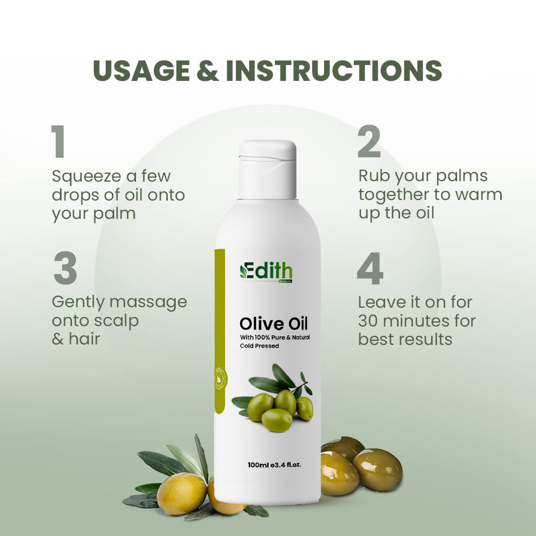 Edith Naturals Organic Olive Sesame Almond Hair Oil - Nourish, Strengthen, and Restore Shine for Skin & Hair-100 ml