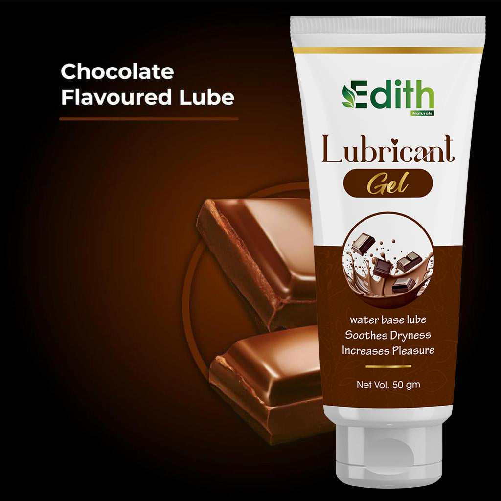 Edith Naturals Lubricant Gel, Chocolate Flavoured for Men & Women | Skin Friendly | Water Based | Compatible with condoms | 50g
