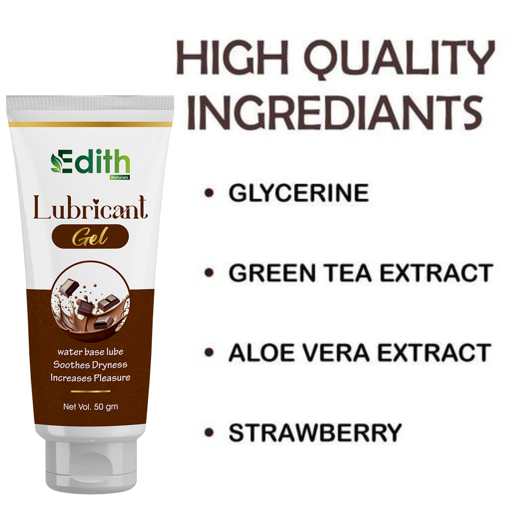 Edith Naturals Lubricant Gel, Chocolate Flavoured for Men & Women | Skin Friendly | Water Based | Compatible with condoms | 50g