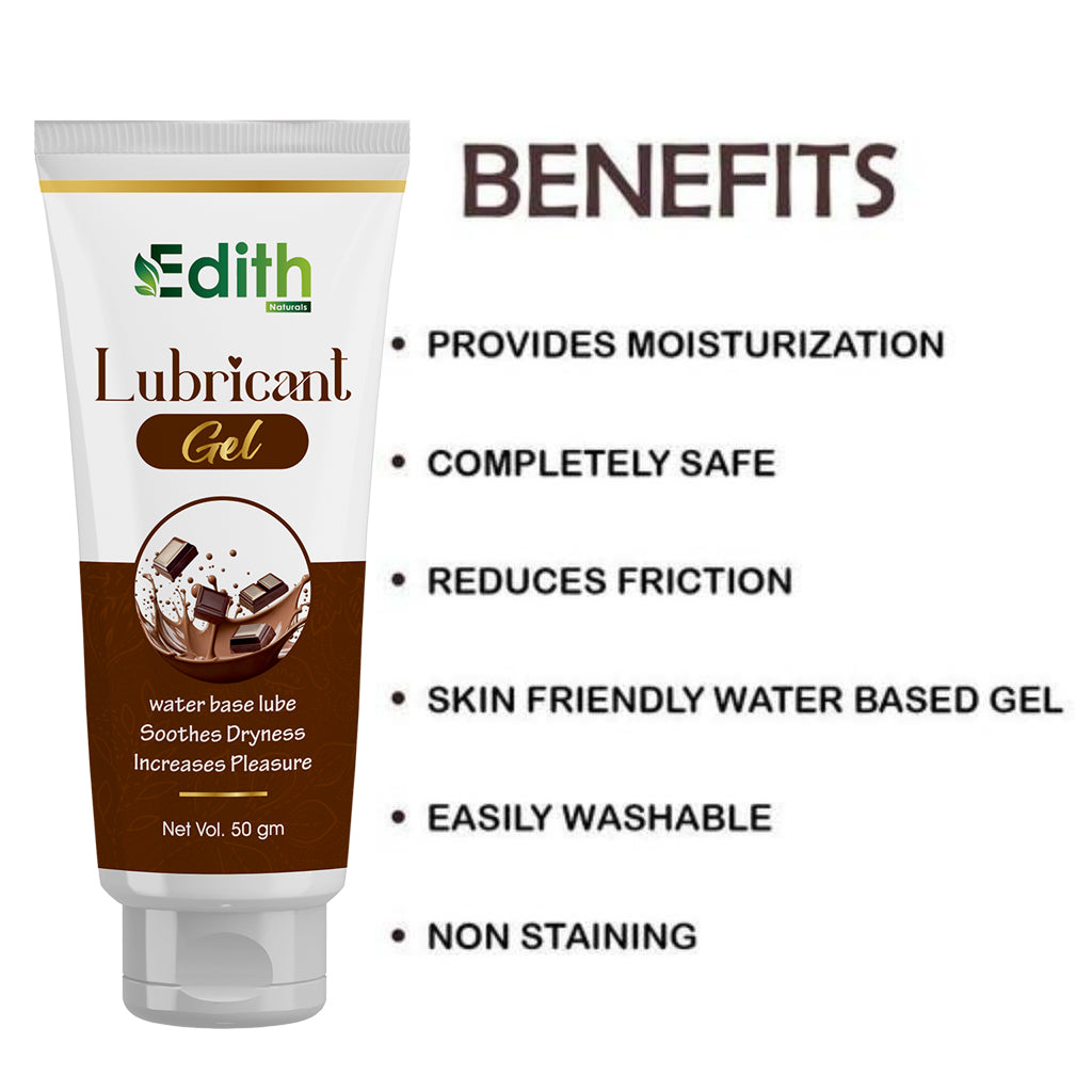 Edith Naturals Lubricant Gel, Chocolate Flavoured for Men & Women | Skin Friendly | Water Based | Compatible with condoms | 50g