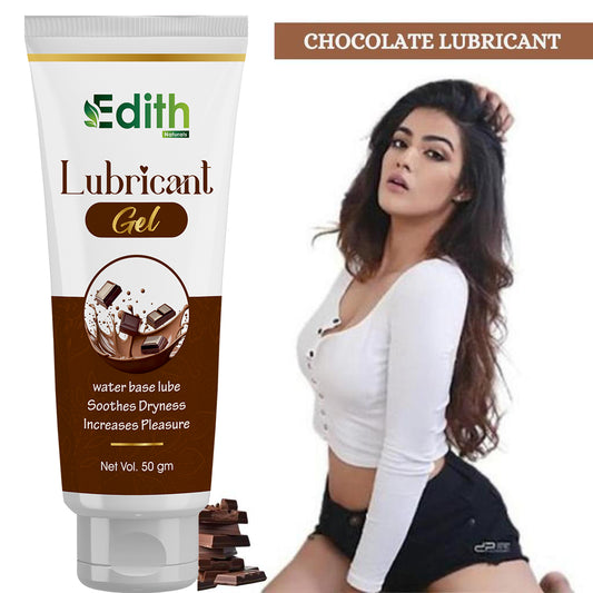 Edith Naturals Lubricant Gel, Chocolate Flavoured for Men & Women | Skin Friendly | Water Based | Compatible with condoms | 50g